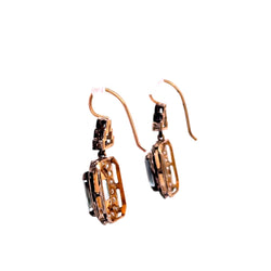 Boucles d'oreilles Pendantes en or jaune, argent, aigues-marines et diamants