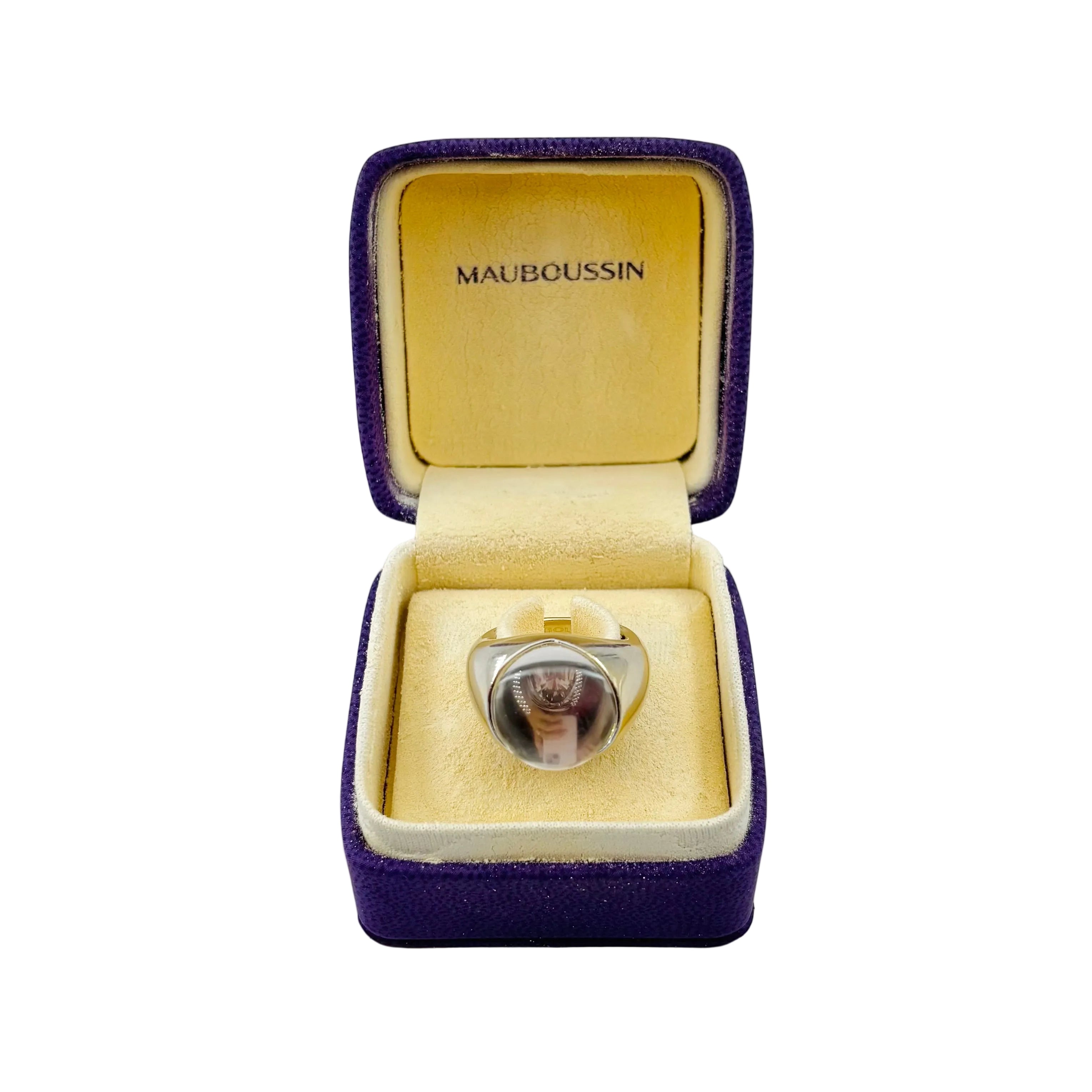 Bague MAUBOUSSIN "Transparence" en or blanc, cristal de roche et diamant