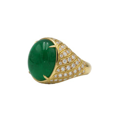 Bague Dôme en or jaune, émeraude et diamants
