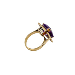 Bague Solitaire en or rose et améthyste