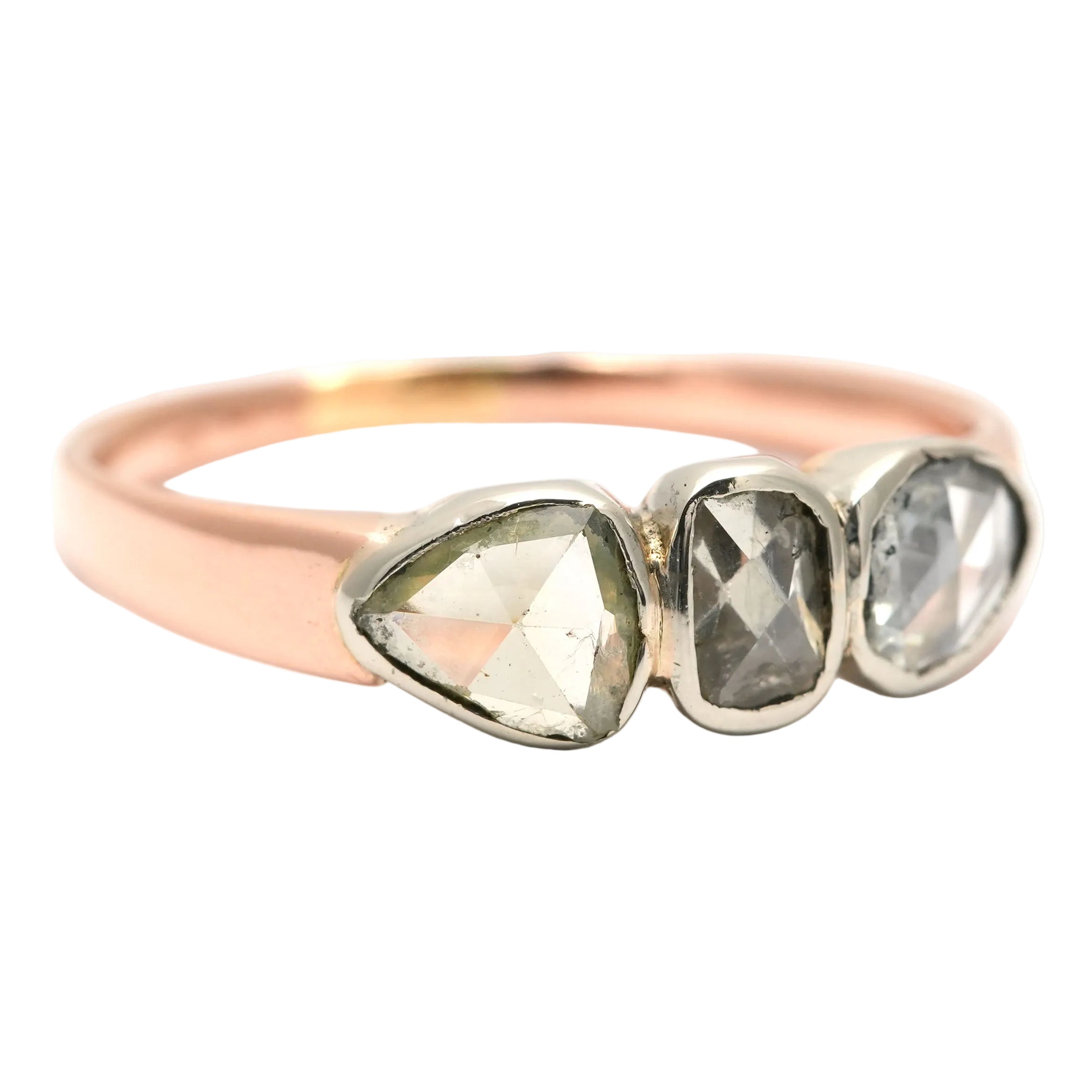 Bague Trilogie en or jaune, argent et diamants