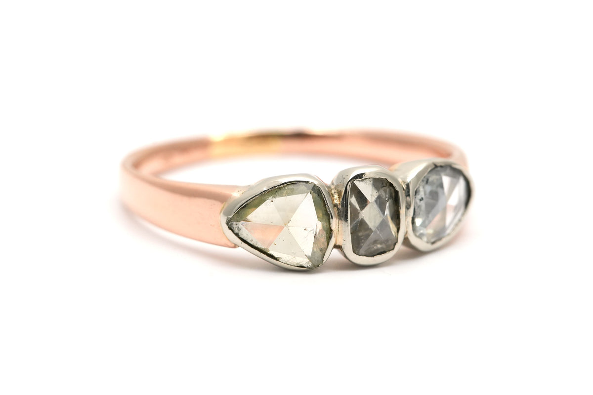 Bague Trilogie en or jaune, argent et diamants