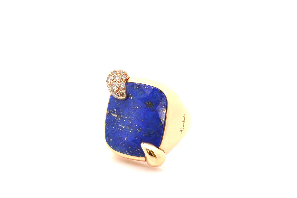 Bague Cocktail POMELLATO Ritratto en or jaune, lapis-lazuli et diamants