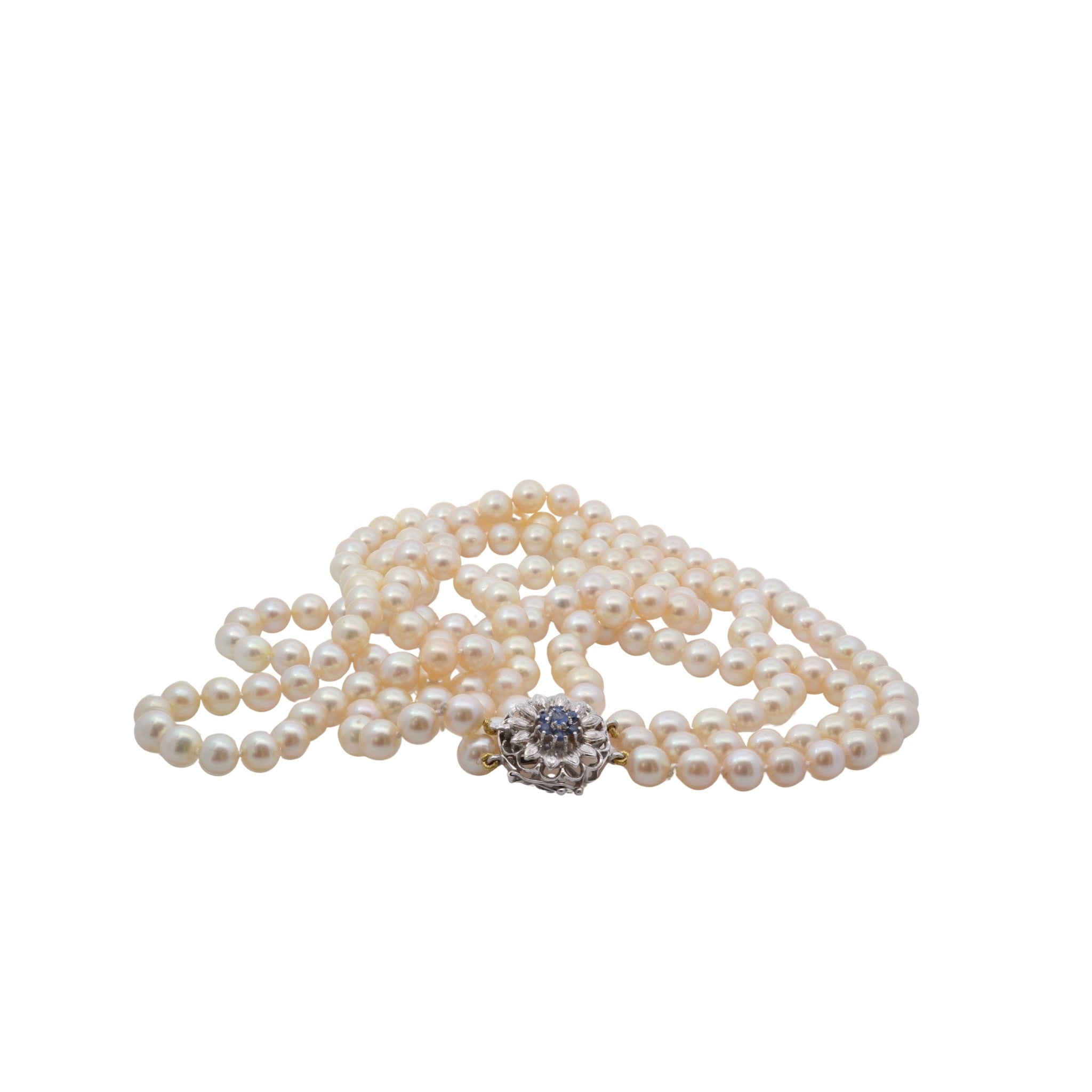 Collier vintage perles de culture et fermoir en or