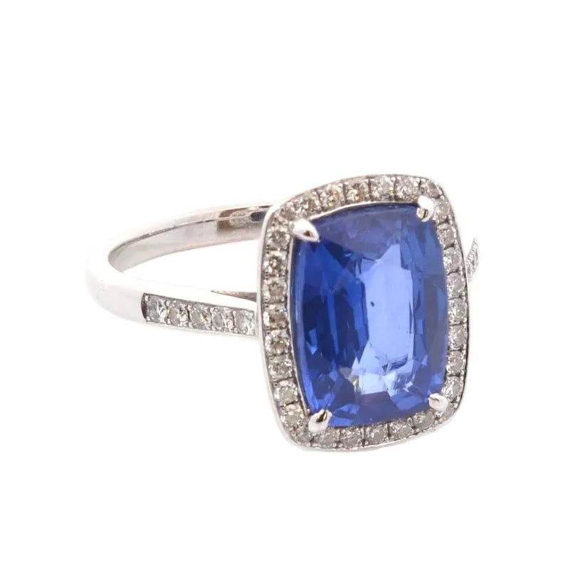 Bague saphir de 4,23cts et diamants