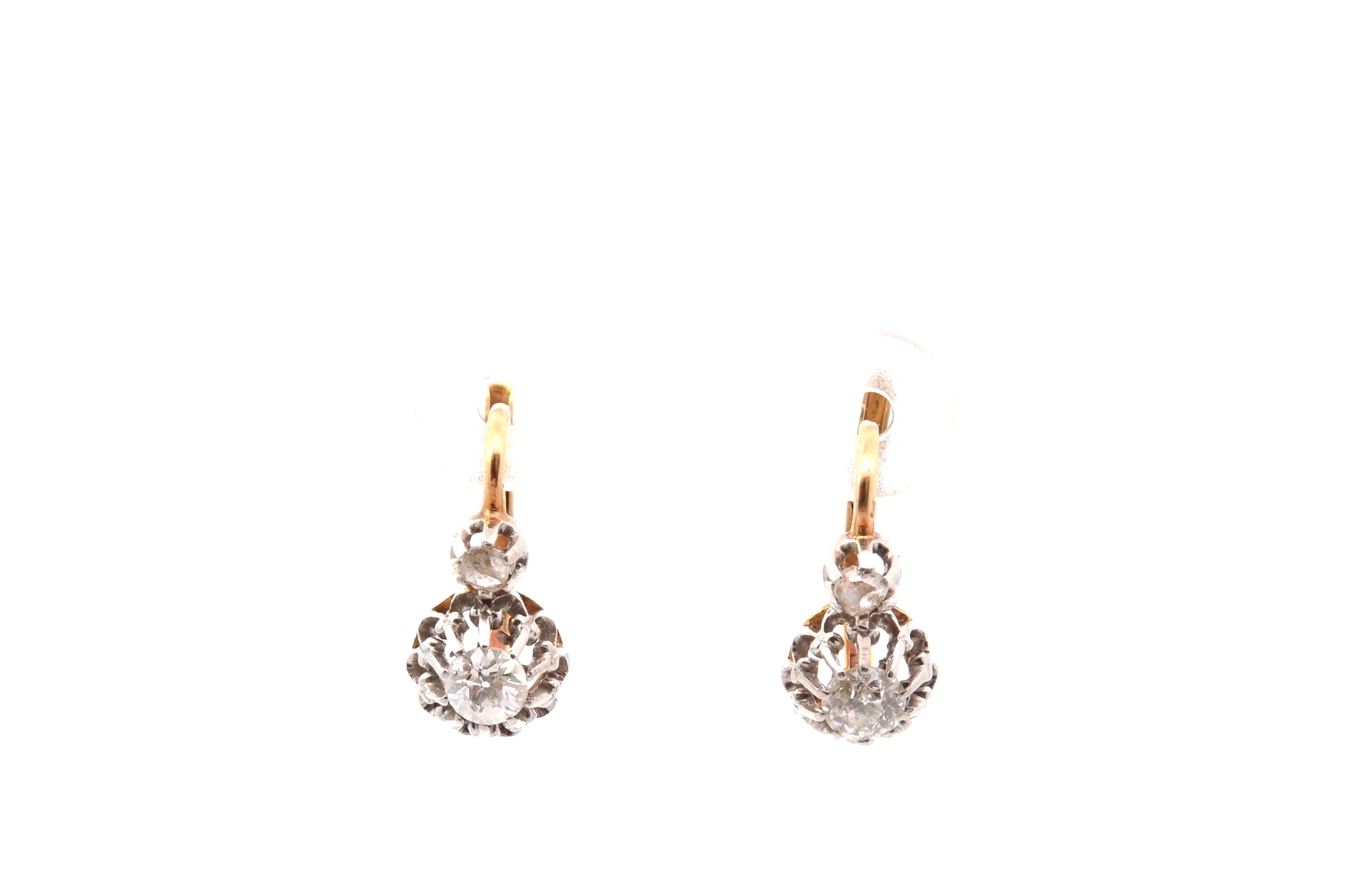 Boucles d'oreilles anciennes diamants