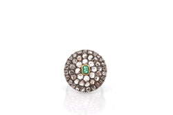 Bague ancienne émeraude et roses de diamants