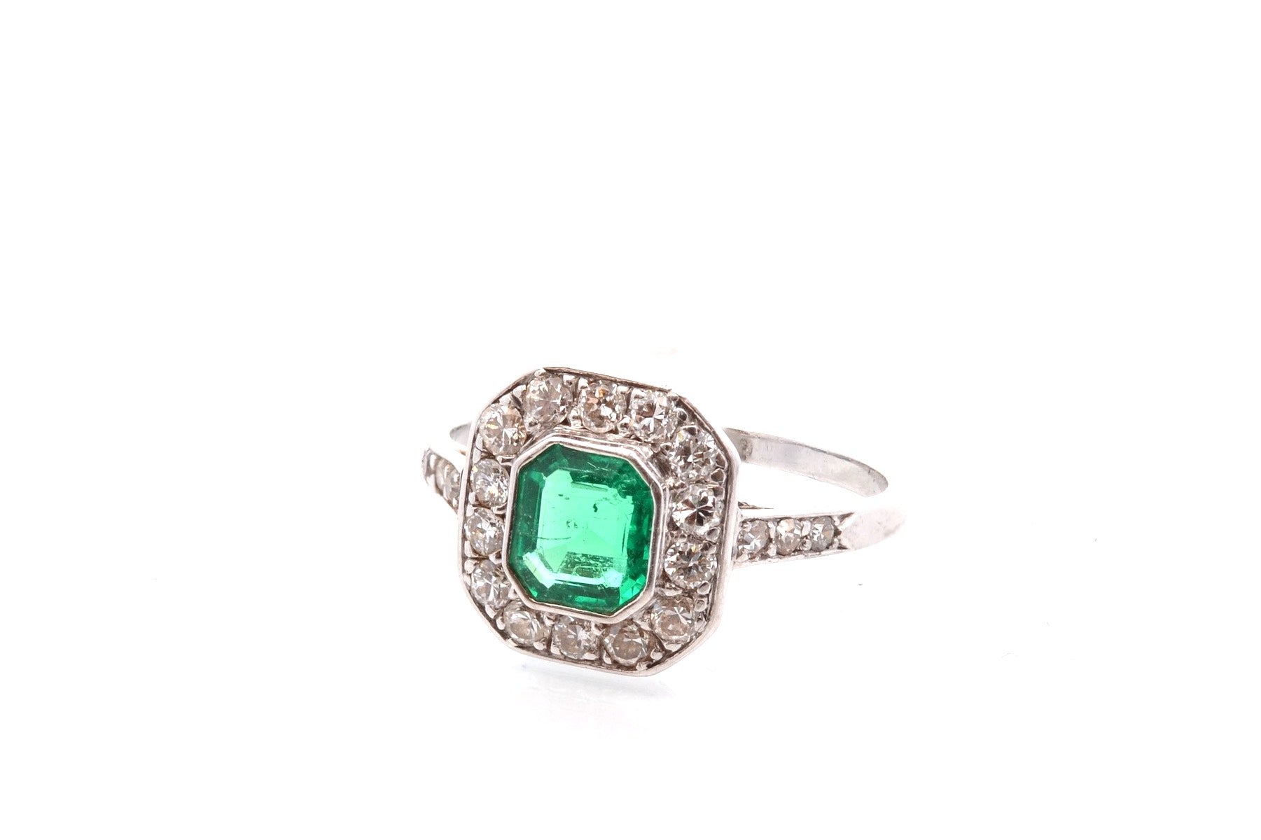Bague art déco émeraude et diamants