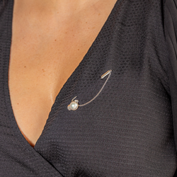 Broche Epingle Or blanc Perle