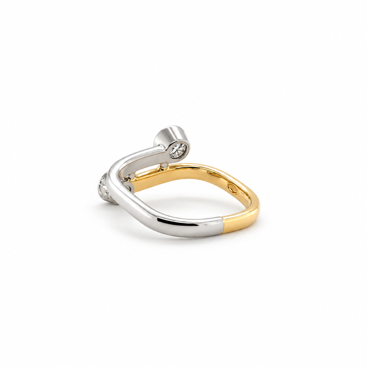 Bague Toi & Moi en or jaune, platine et diamants