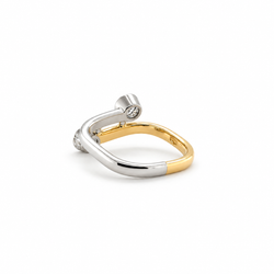 Bague Toi & Moi en or jaune, platine et diamants