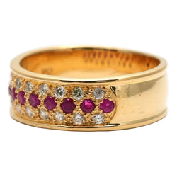 Bague Bandeau en or jaune, rubis et diamants