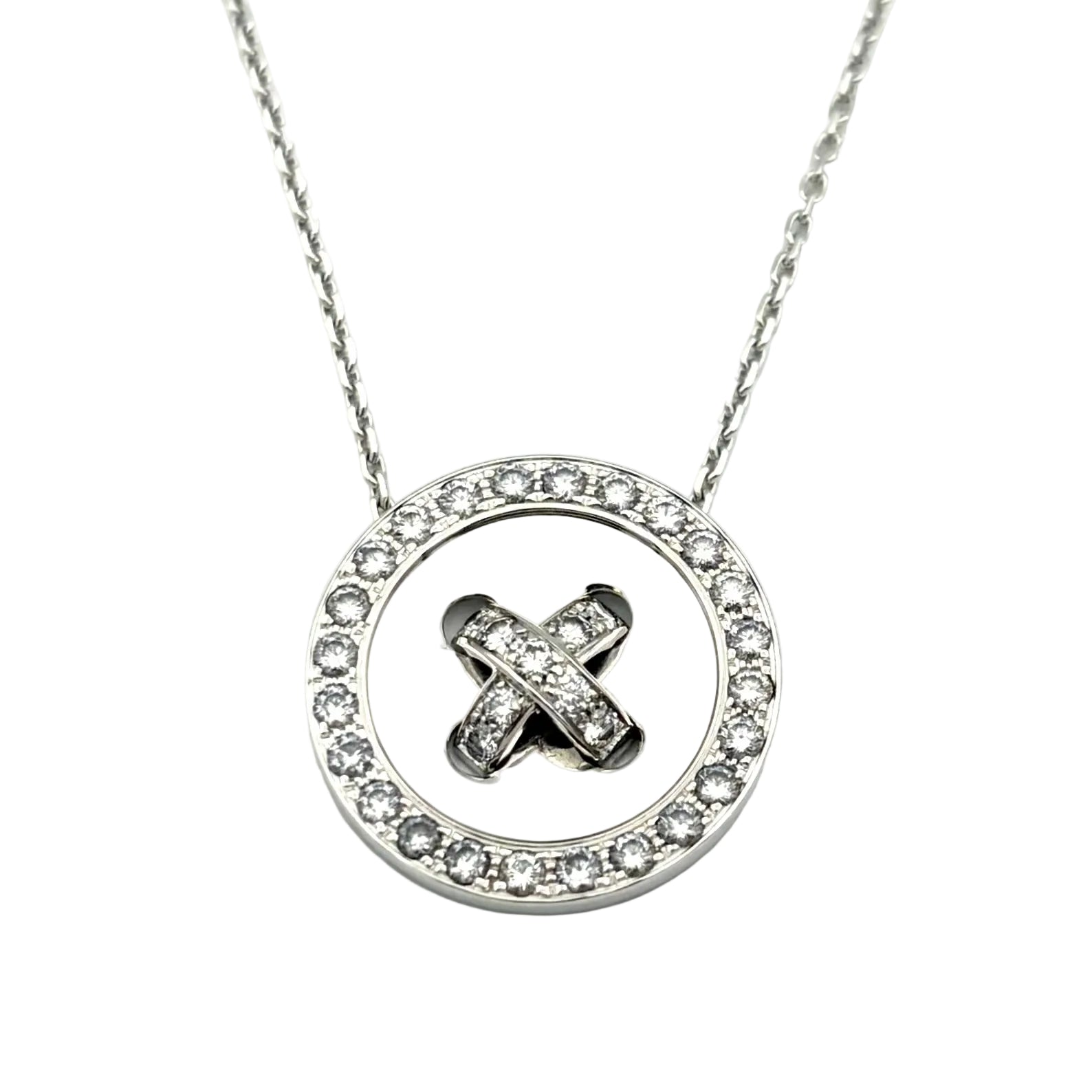 Collier Pendentif VAN CLEEF & ARPELS "Boutonnière" en or blanc et diamants