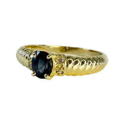 Bague Jonc en or jaune, saphir et diamants