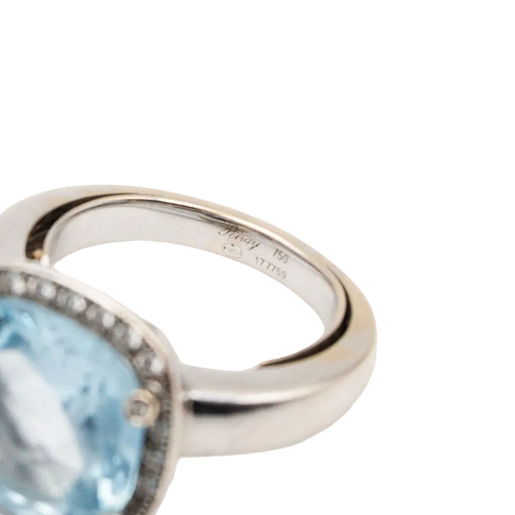 Bague Entourage POIRAY "Fille Antik" en or blanc, topaze et diamants