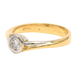 Bague Solitaire en or blanc, or jaune et diamant