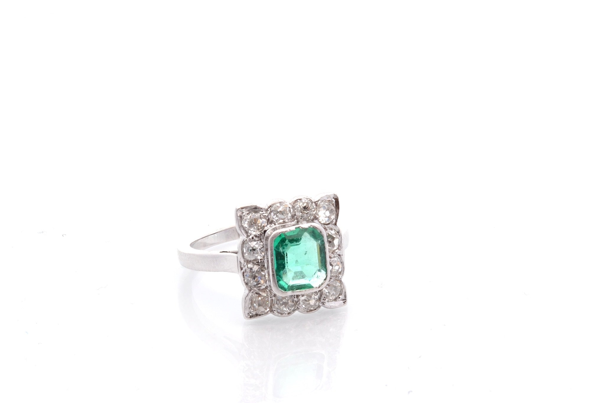 Bague vintage émeraude et diamants