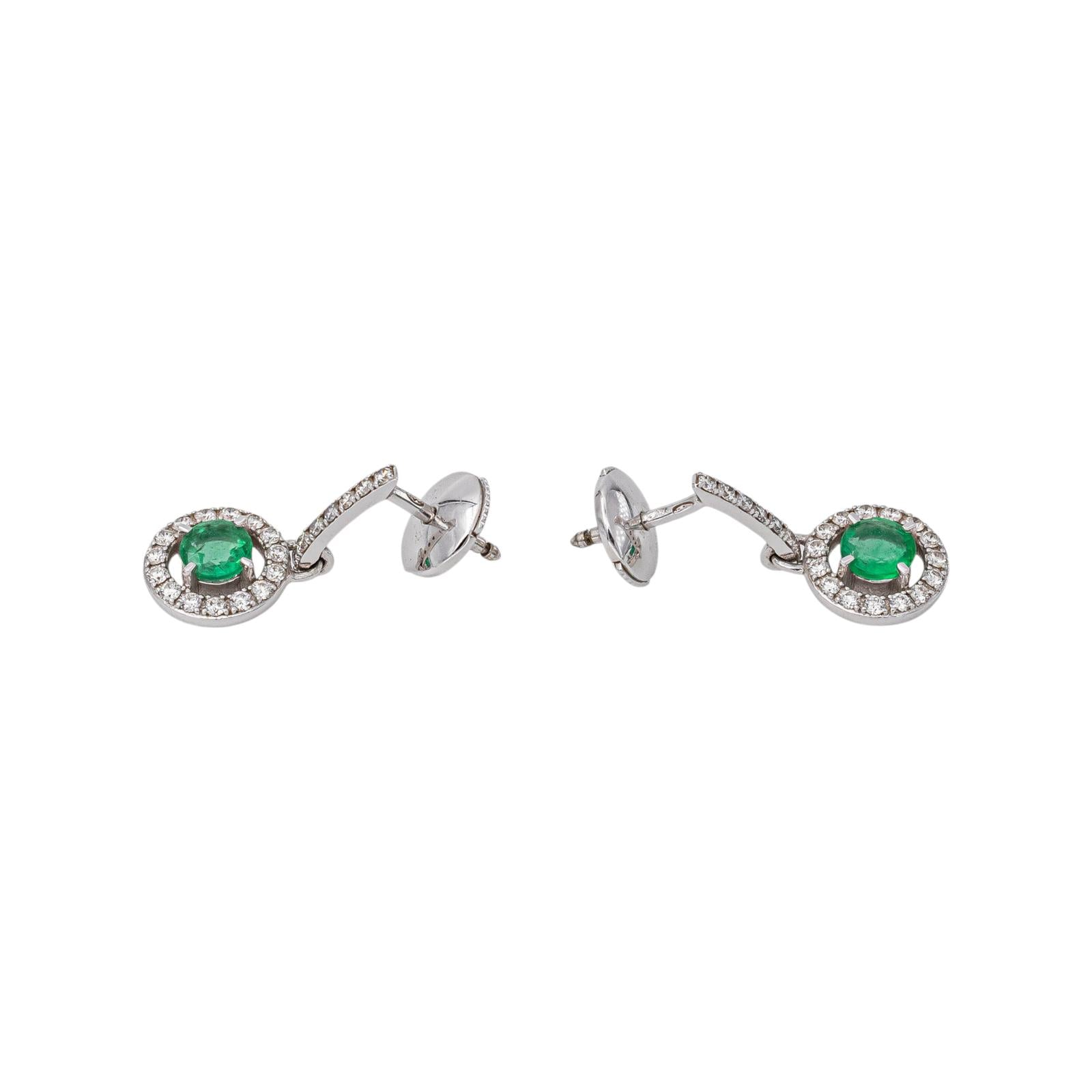 Boucles d'oreilles Pendantes Or blanc Emeraude