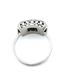 Bague Art-Déco en or, platine, émeraude et diamants
