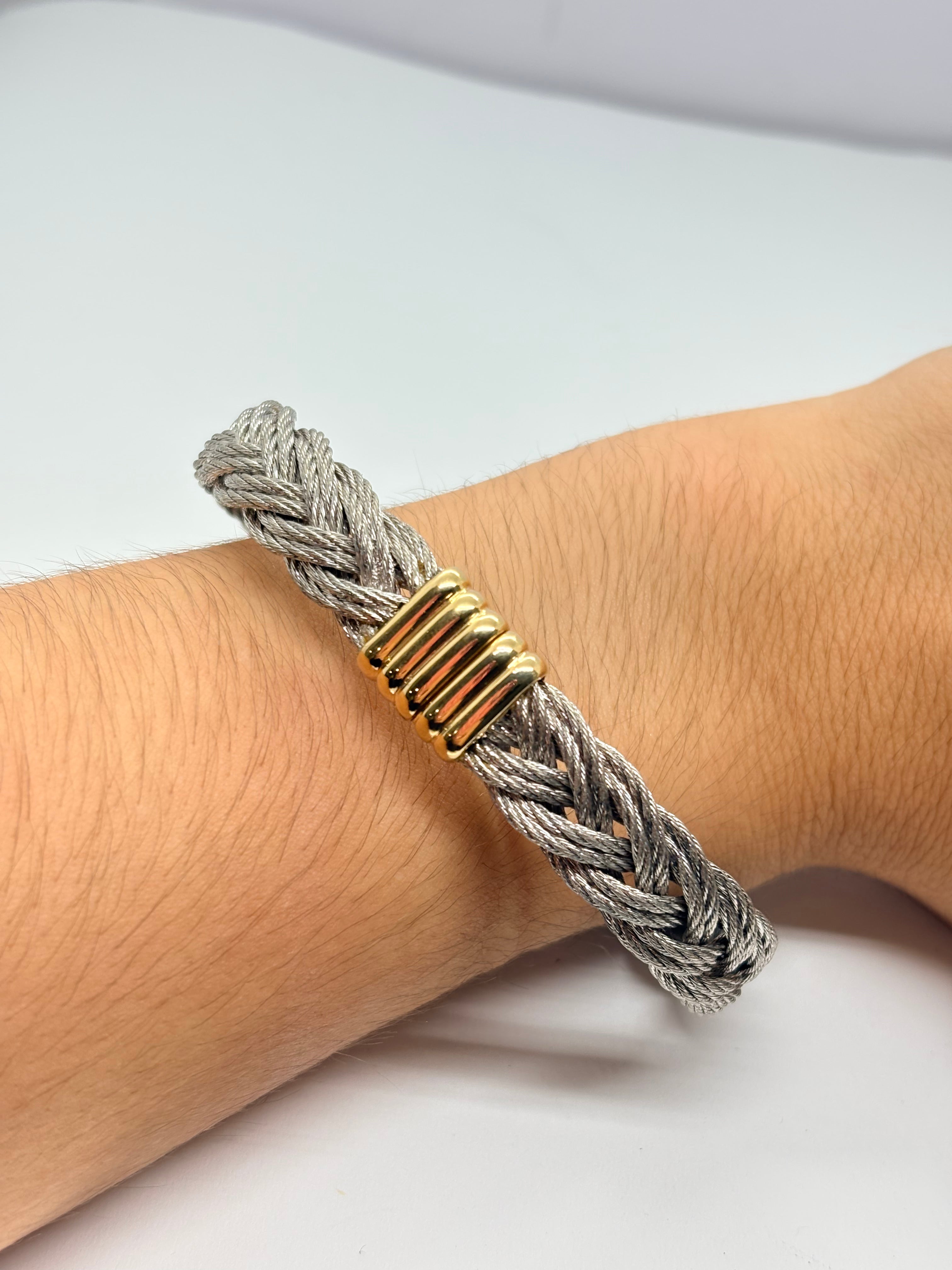 Bracelet FRED Force 10 Vintage en or jaune et acier