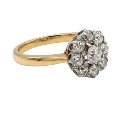 Bague Marguerite en or jaune, platine et diamants