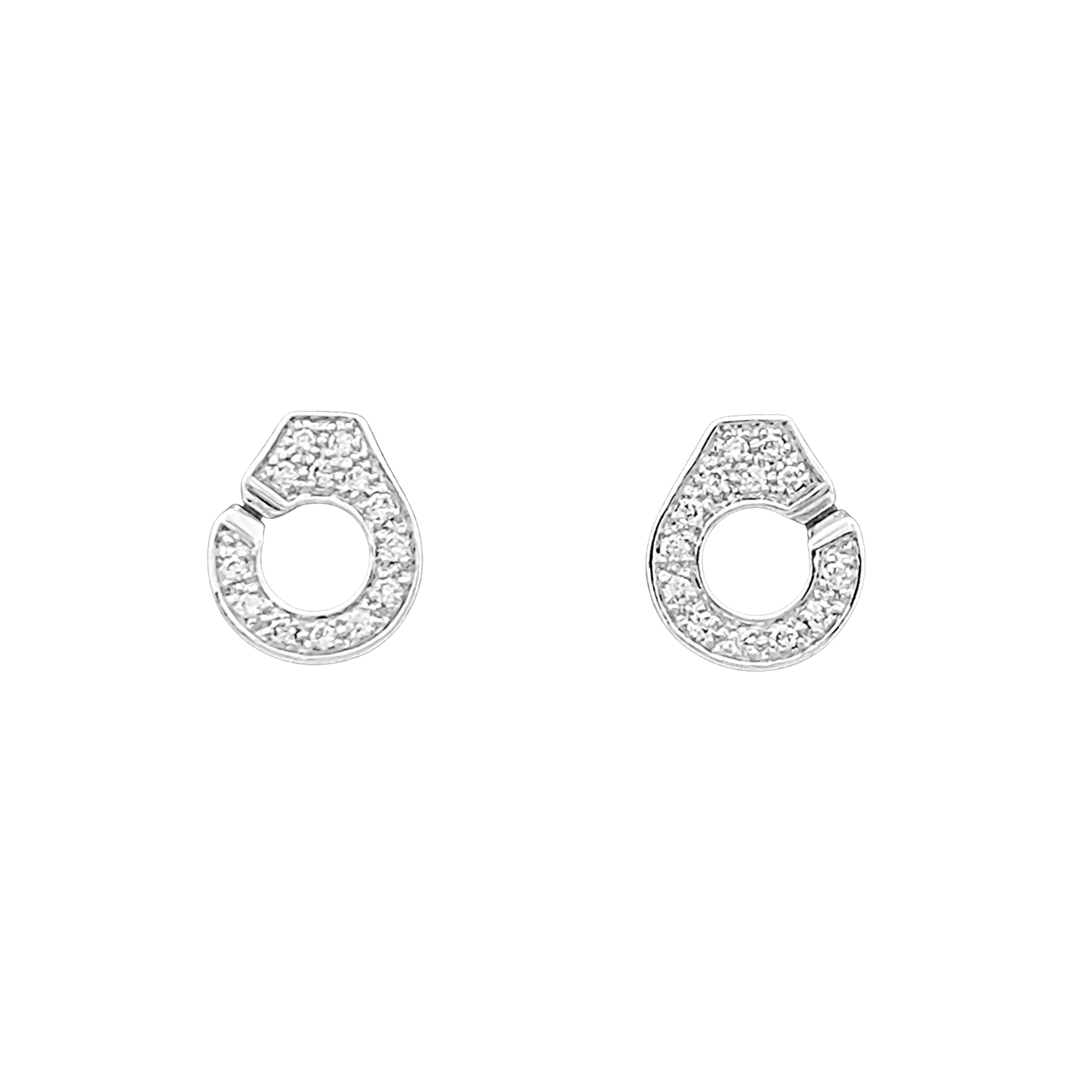 Puces d'oreilles Dinh Van, "Menottes" or blanc et diamants.