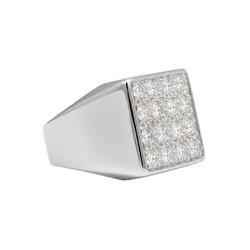 Bague Chevalière en or blanc et diamants