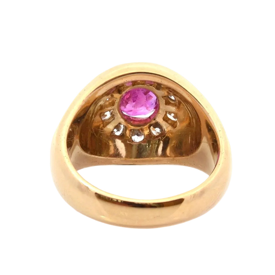 Bague vintage rubis et diamants en or 18k