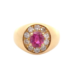 Bague vintage rubis et diamants en or 18k