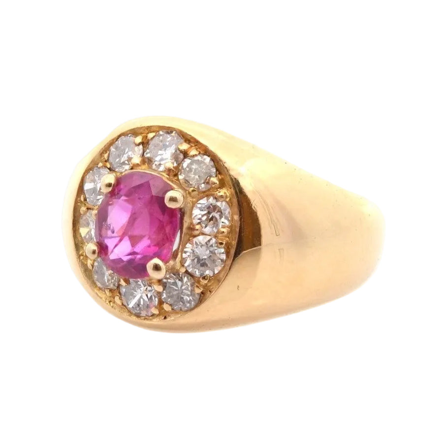 Bague vintage rubis et diamants en or 18k