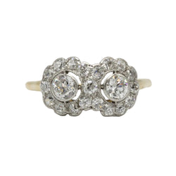 Bague Toi & Moi en or jaune, platine et diamants