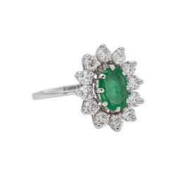 Bague Pompadour Or blanc Emeraude