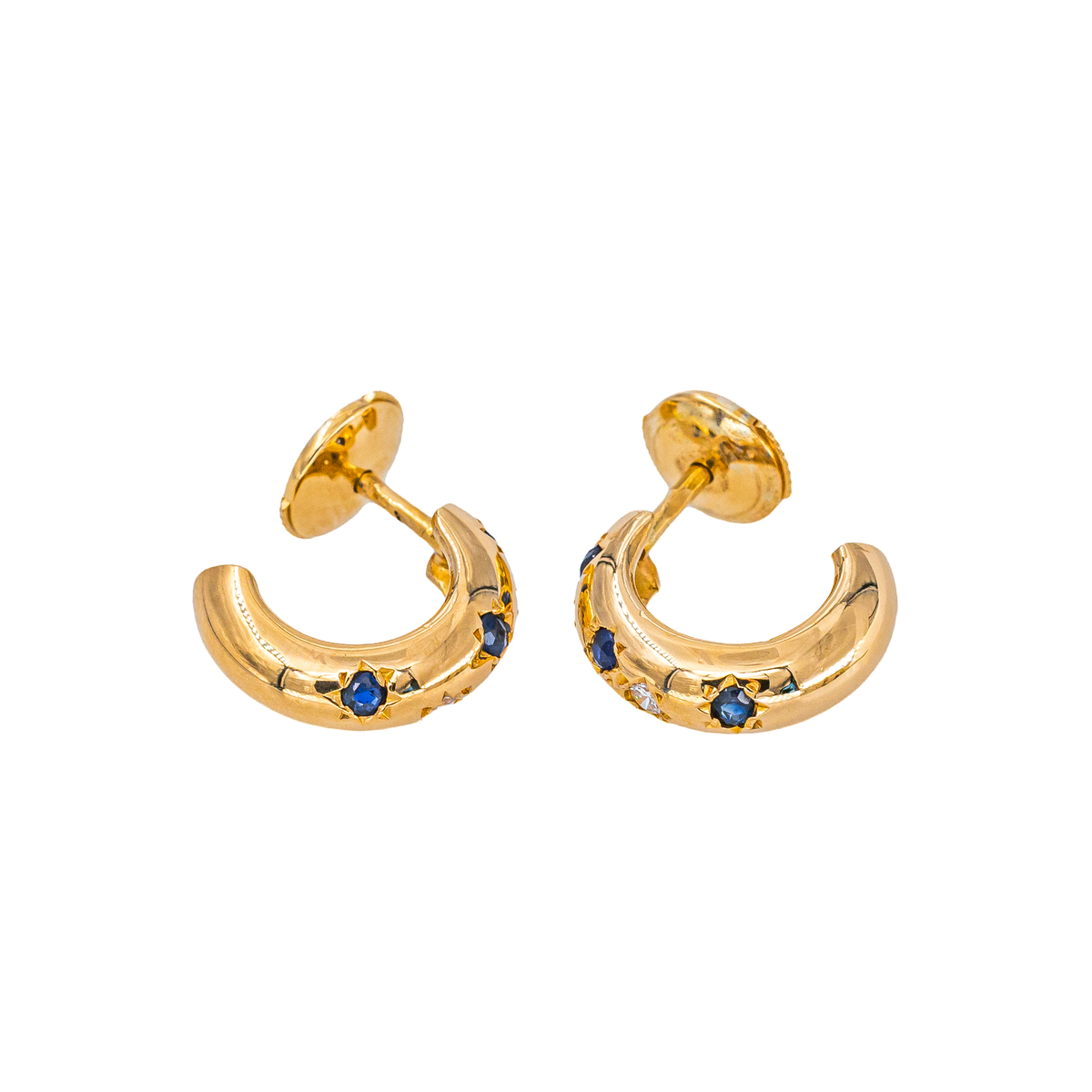 Boucles d'oreilles Créoles  Or jaune Saphir