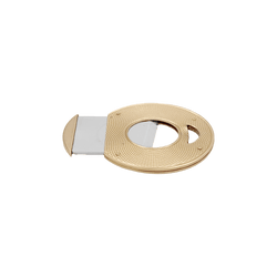 Coupe cigare en or jaune guilloché et acier.