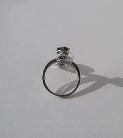 Bague Toi et Moi tourbillons XIXe Grenats Diamants Platine