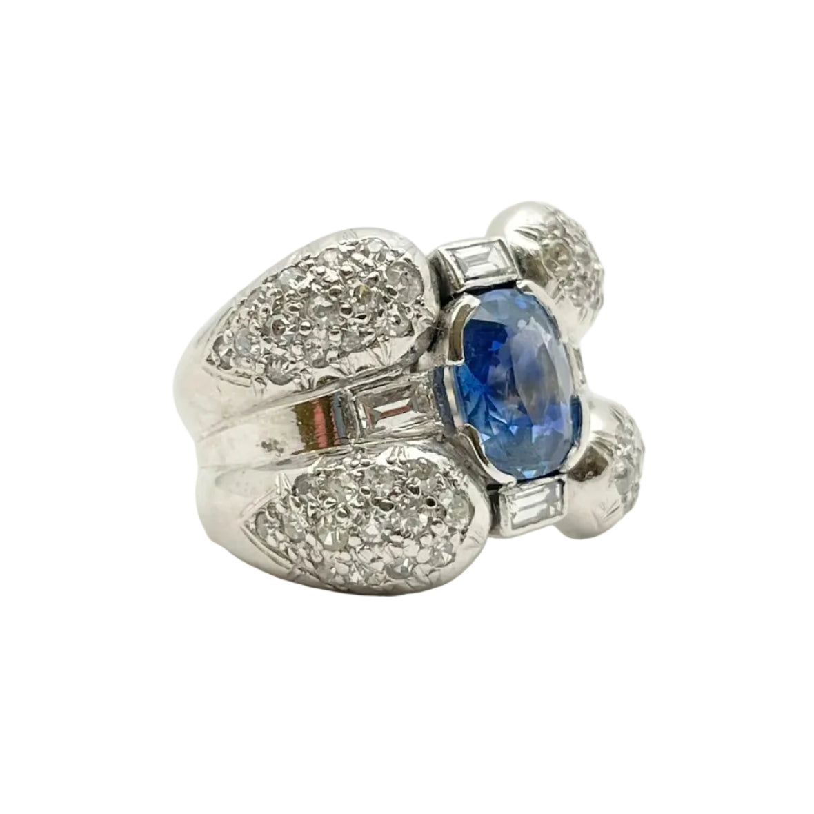 Bague Cocktail en or blanc, saphir et diamants