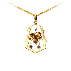 Pendentif en or jaune et perles