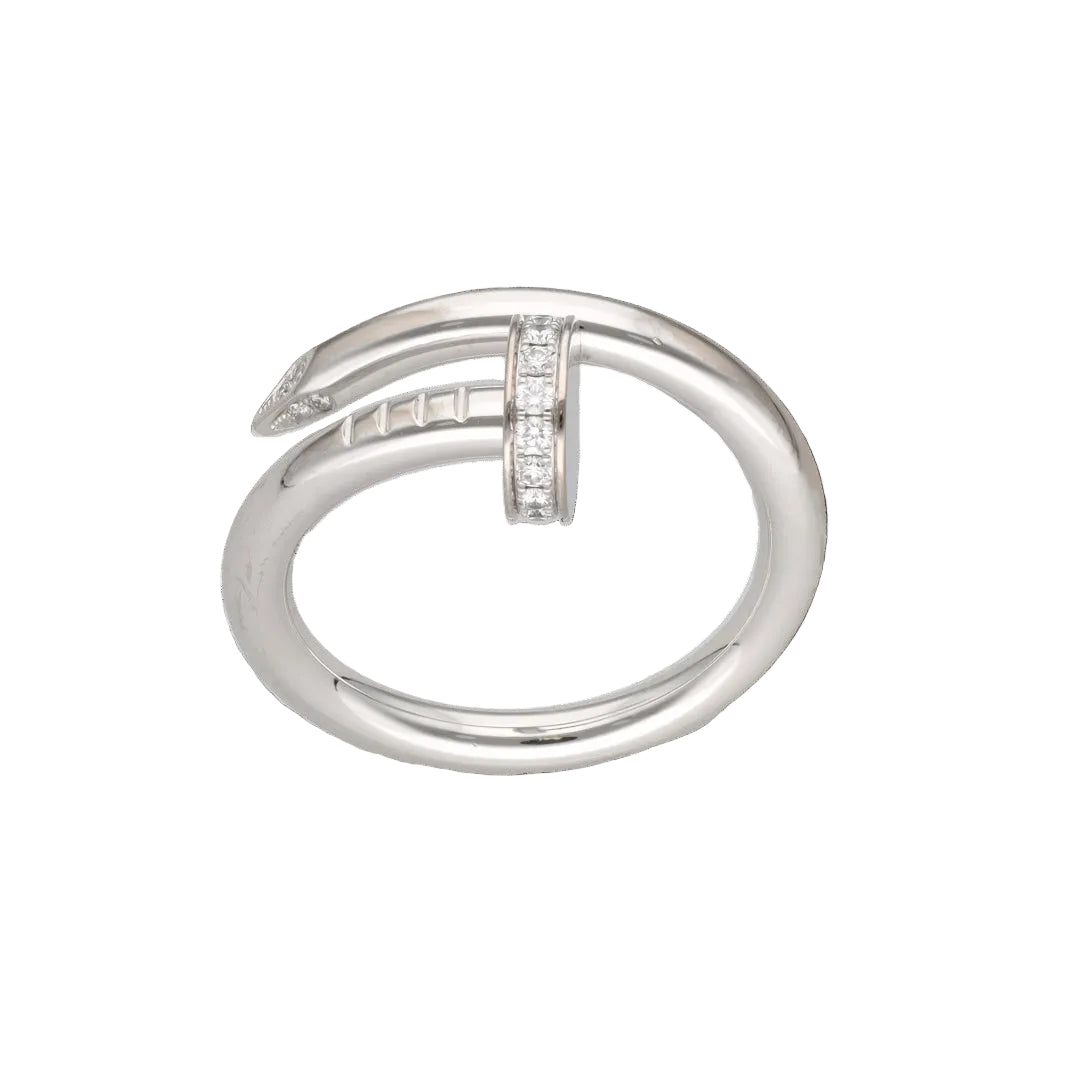 Bague Jonc CARTIER "Juste un clou" en or blanc et diamants