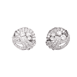Boucles d'oreilles vintage diamants, platine.