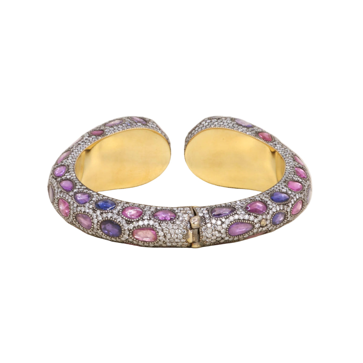 Bracelet Jonc ANDRÉ MARCHA en or jaune, argent, saphirs et diamants