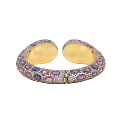 Bracelet Jonc ANDRÉ MARCHA en or jaune, argent, saphirs et diamants