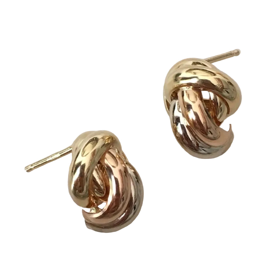 Boucles d'oreilles Puces en or blanc, or jaune et or rose