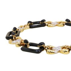 Collier Maille transformable or jaune, onyx et diamants