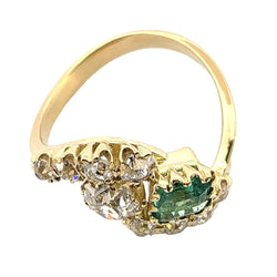 Bague Toi & Moi en or jaune, émeraude et diamants