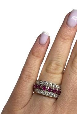 BAGUE AMOVIBLE OR 18K DIAMANTS RUBIS SAPHIRS (T.51)