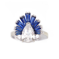 Bague Cocktail en or blanc, saphirs et diamants