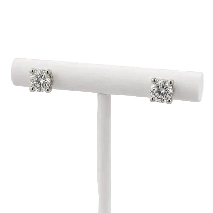 Boucles d'oreilles Puces CARTIER "Double C" en or blanc et diamants
