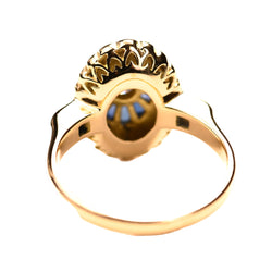 Bague Entourage en or jaune, saphirs et diamants