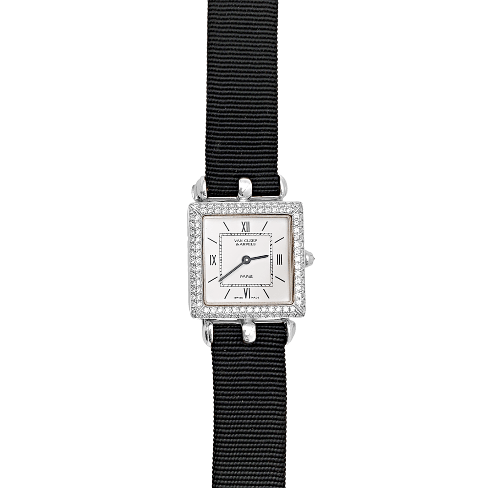 Montre Van Cleef & Arpels, "Classique Arpels" en or blanc, diamants.