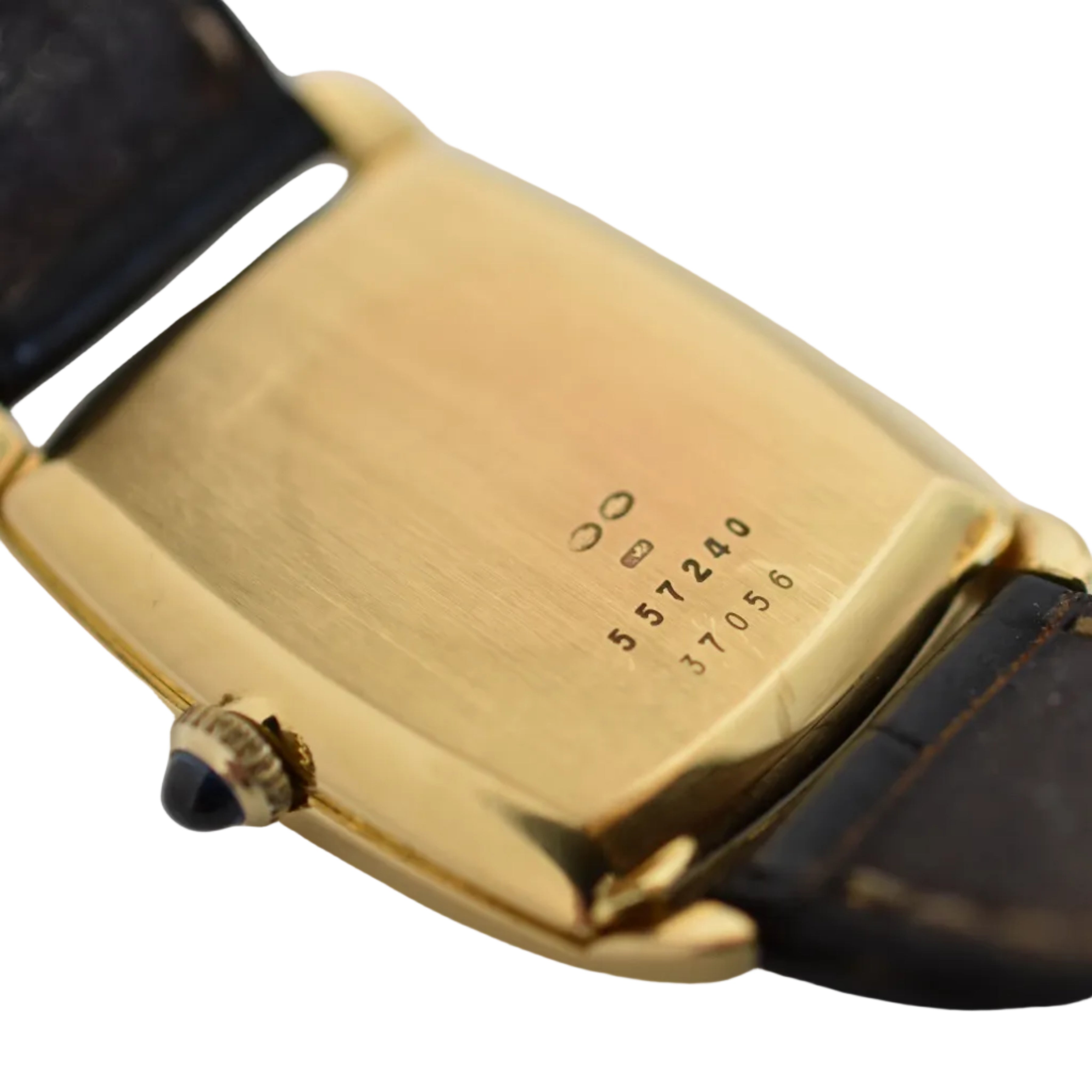 Montre BAUME & MERCIER X VAN CLEEF & ARPELS en or jaune, cuir et saphir